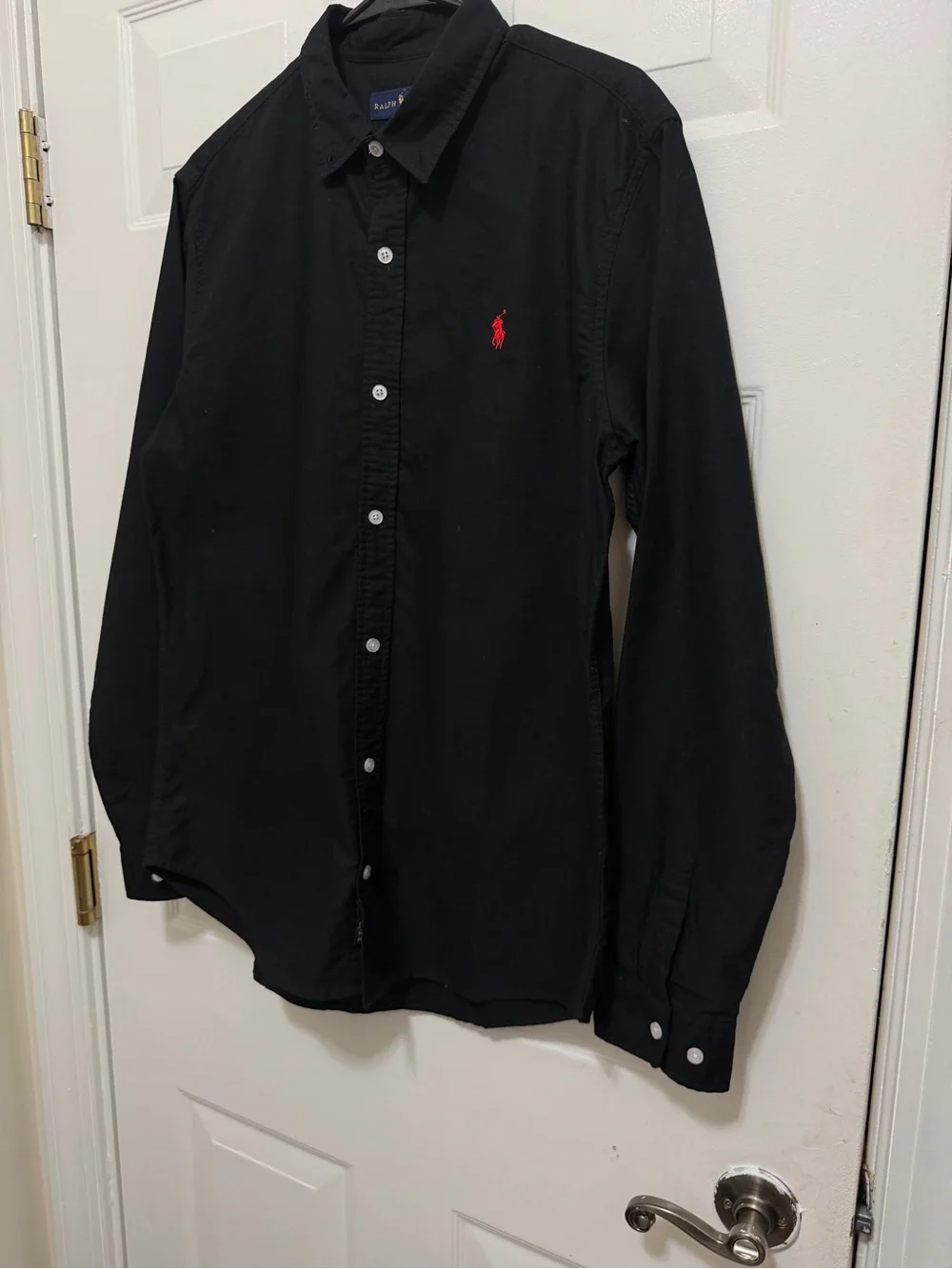 Ralph Lauren Men’s Black Button-Down Oxford Shirt - Red Pony Logo new condition